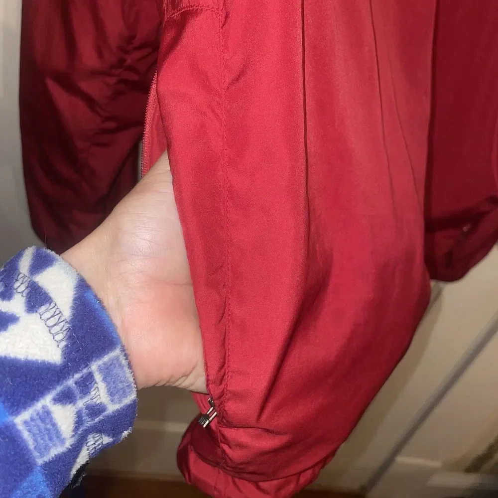 Adidas Windbreaker Jacket Mens 2XL Red‎ Maroon Lighweight Long Sleeve Pullover